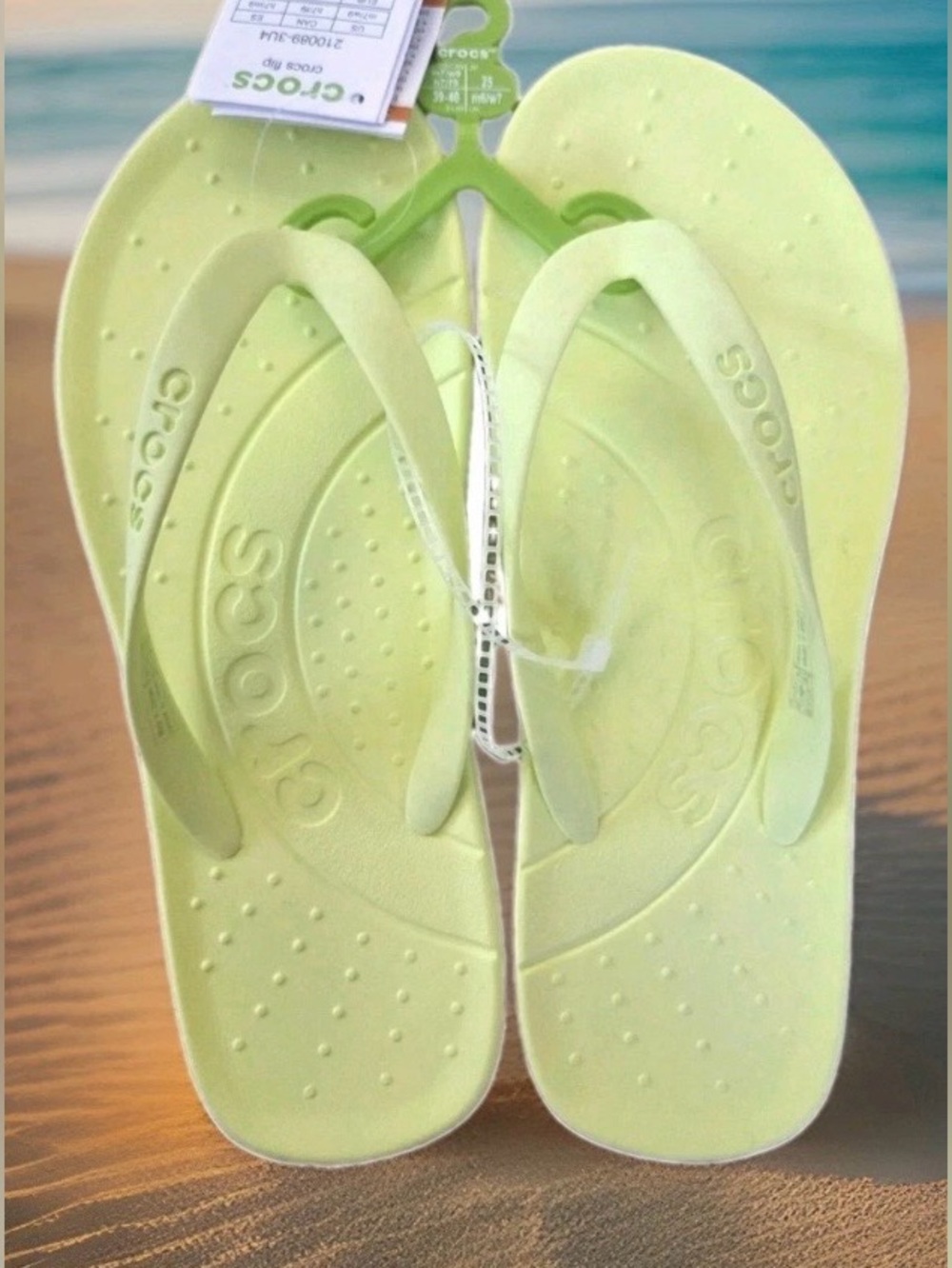 CROCS Women's Flip Sandals in Pale Lime